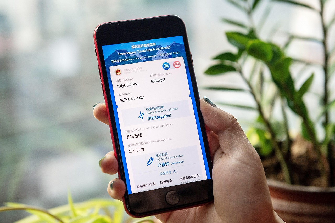 Chinesisches „Gesundheitszertifikat“ auf Smartphone