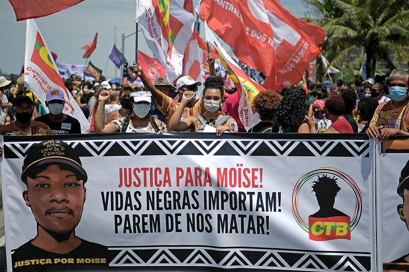 Demo in Rio de Janeiro (Brasilien) nach der Tötung des Geflüchteten Moise Kabagambe 
