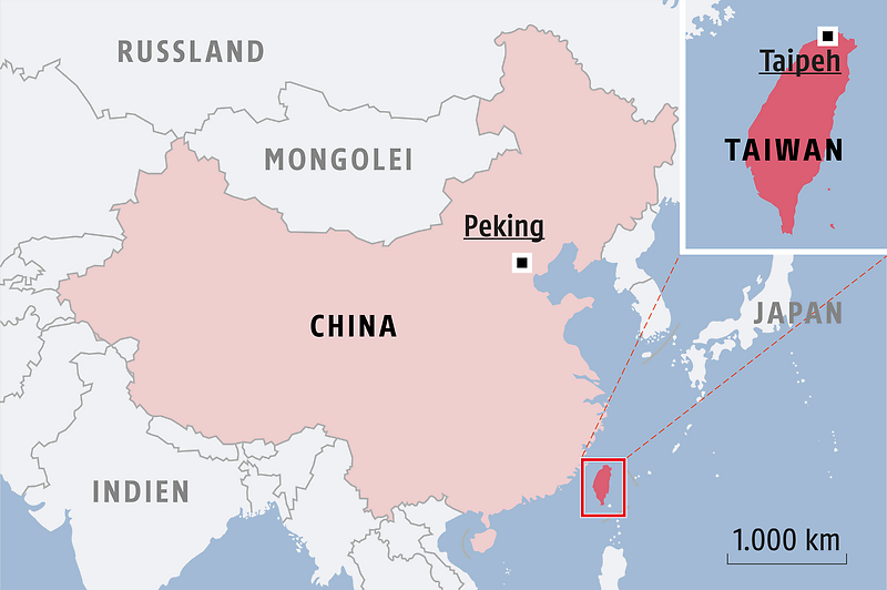 Mapa de contorno de China y Taiwán