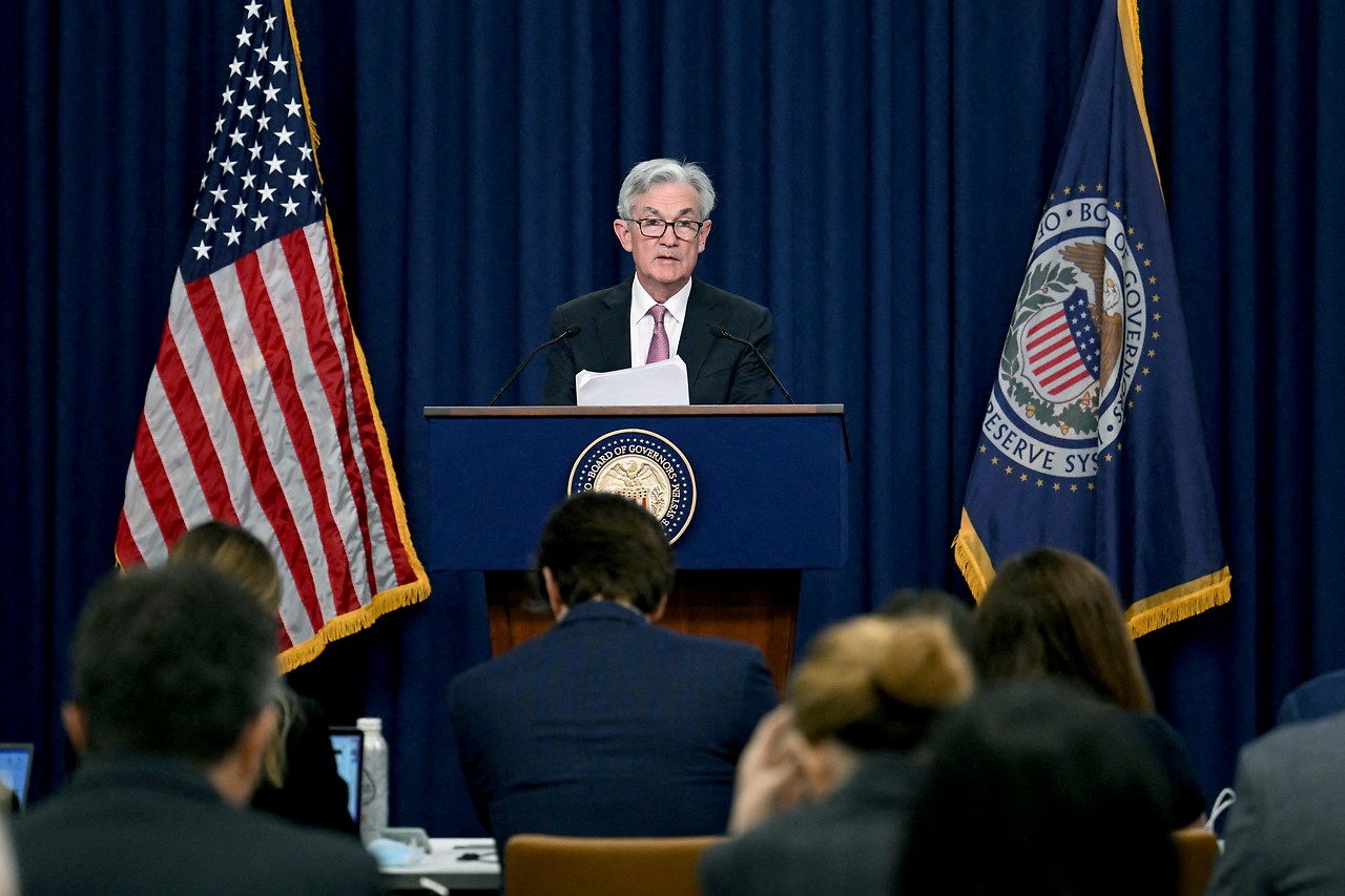 Fed-Chef Jerome Powell bei einer Pressekonferenz