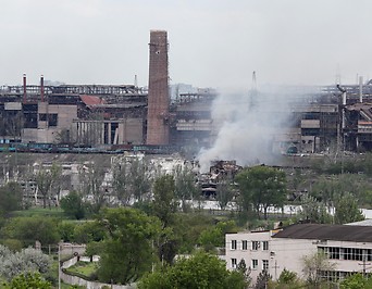 Ansicht des Asov-Stahlwerkes in Mariupol