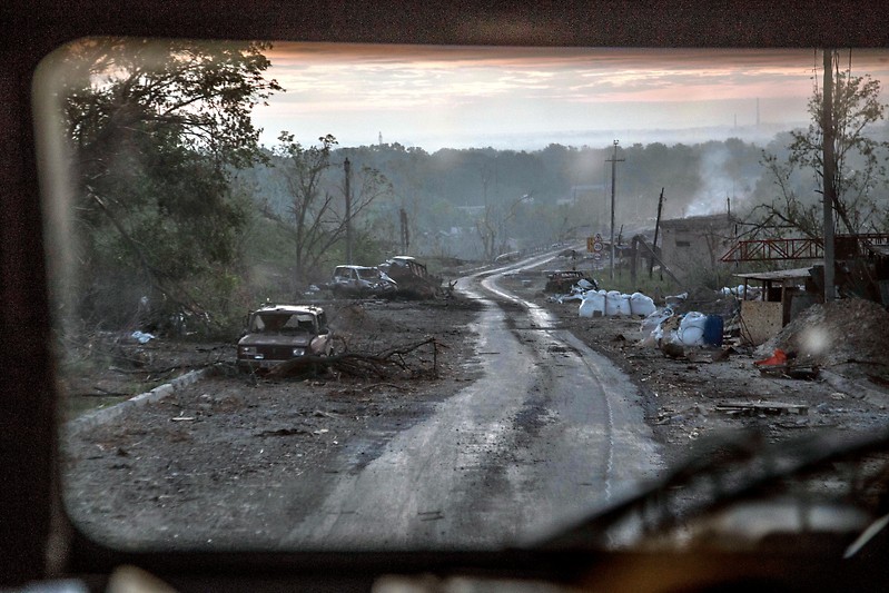 Destrucción después de los combates en Sieverodonetsk