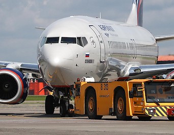 Eine Boeing der Aeroflot am Flughafen in Moskau