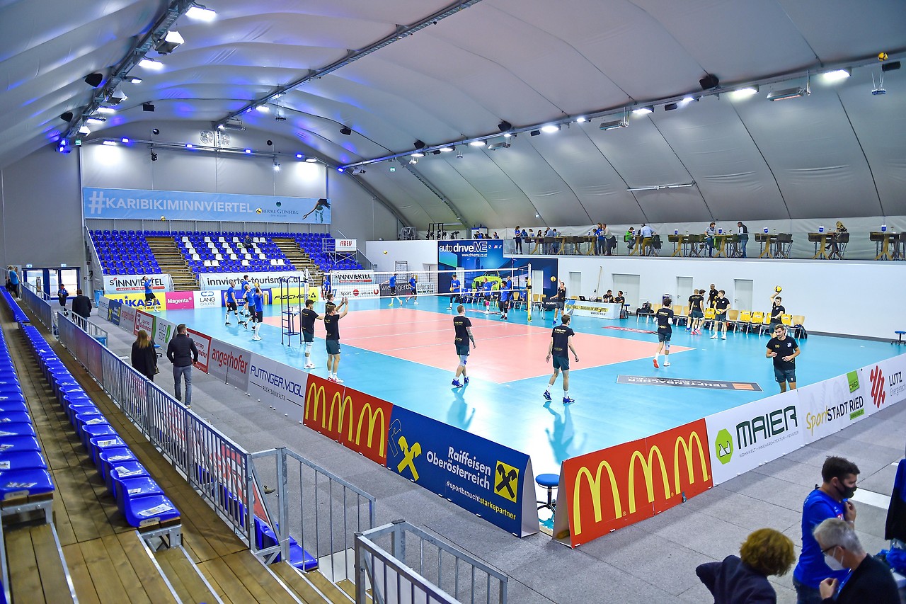 Interior view of the volleyball dome in Ried