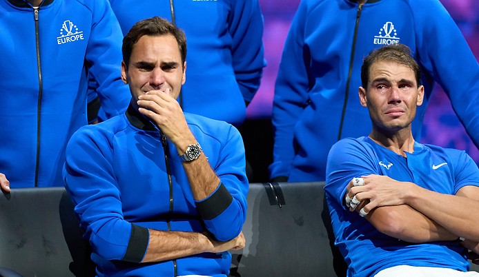 Roger Federer und Rafael Nadal weinend