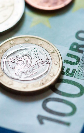 Griechische Euromünzen und Euroscheine