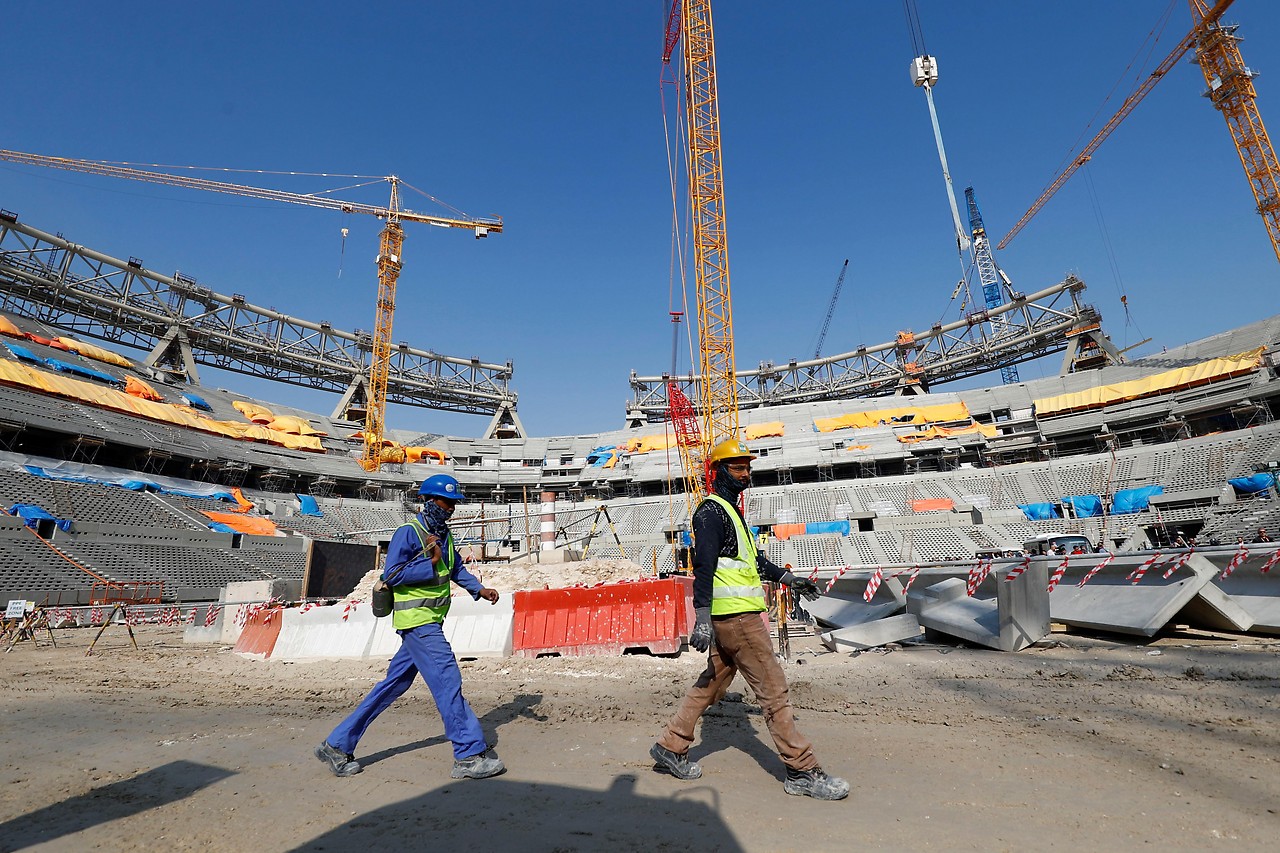 Workers at Lusail Stadium in Doha