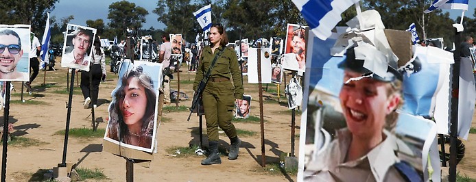 Israelische Soldatin an Gedenkort für die am 7. Oktober verstorbenen Menschen