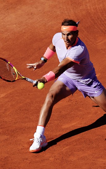 Rafael Nadal bei einem Return