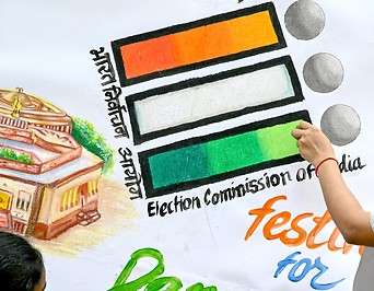 Illustration von Kunststudenten zur Wahl in Indien