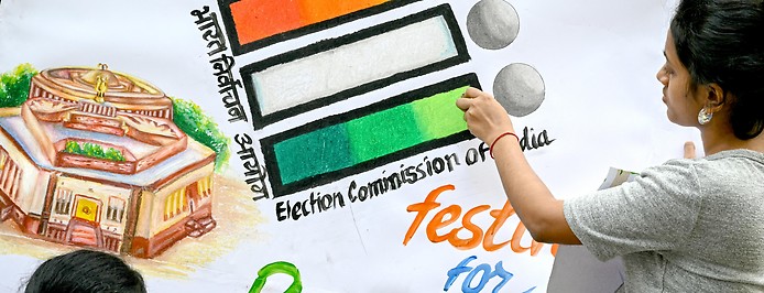 Illustration von Kunststudenten zur Wahl in Indien