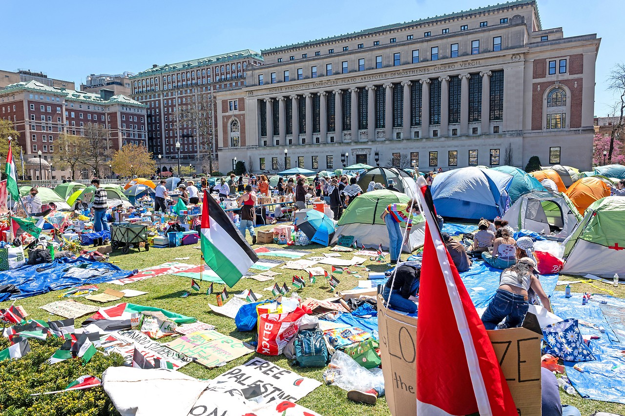 Tents of pro-Palestinian demonstrators at Columbia University in New York