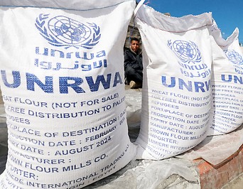 Hilfslieferung der UNRWA in Rafah, Gaza