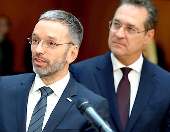 Innenminister Herbert Kickl und Vizekanzler Heinz-Christian Strache (beide FPÖ) im Jahr 2019